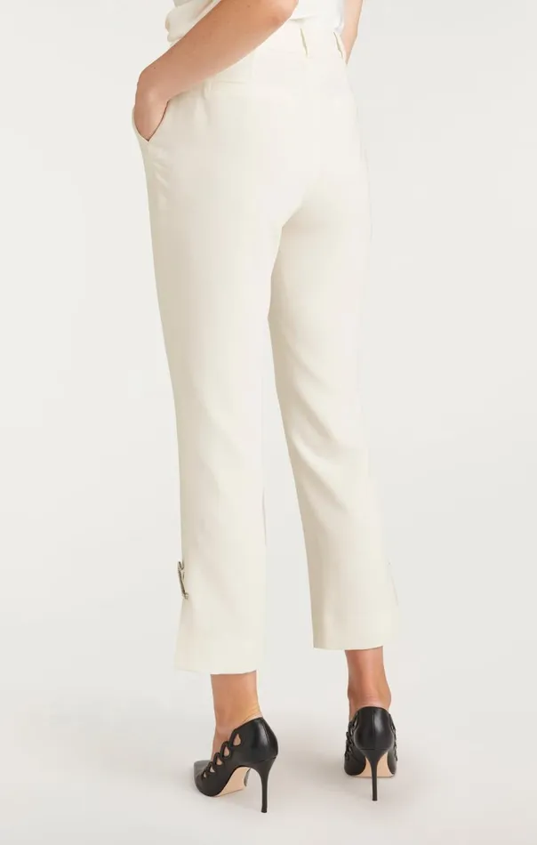 Cinq Sept Rhinestone Pin Cropped Kerry Pant Ivory Women Pants