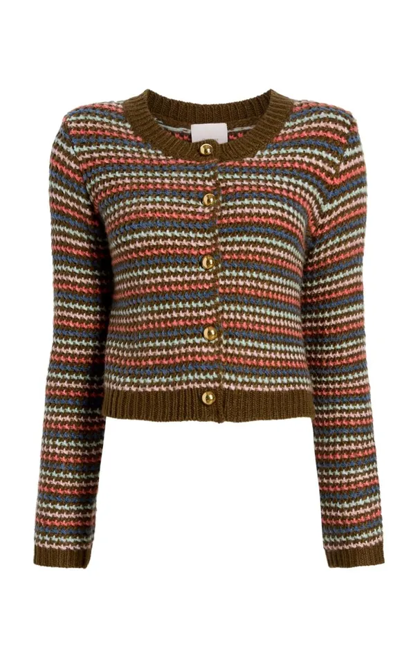 Cinq Sept Striped Romina Cardigan Darkolivemulti Women Long Sleeve Tops