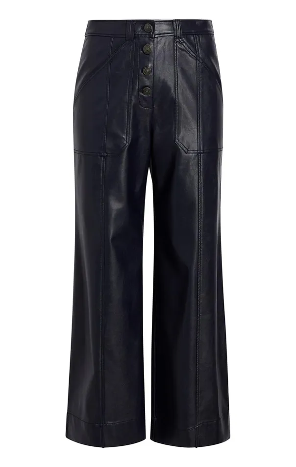 Cinq Sept Vegan Leather Benji Pant Navy Women Pants