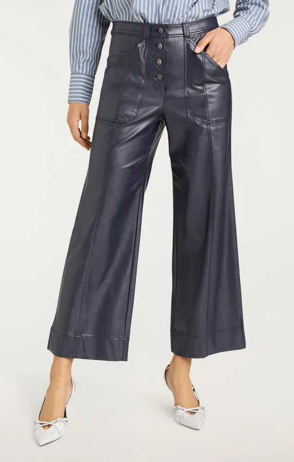 Cinq Sept Vegan Leather Benji Pant Navy Women Pants