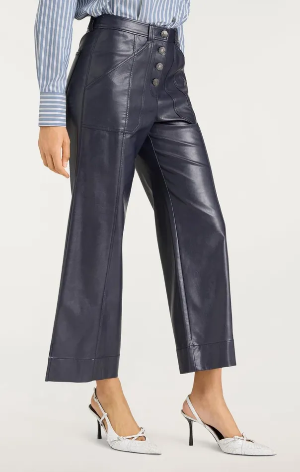 Cinq Sept Vegan Leather Benji Pant Navy Women Pants