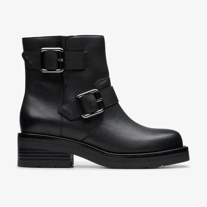 Clarks Ankle Boots Rebelle Buckle Black Leather 8211 Women