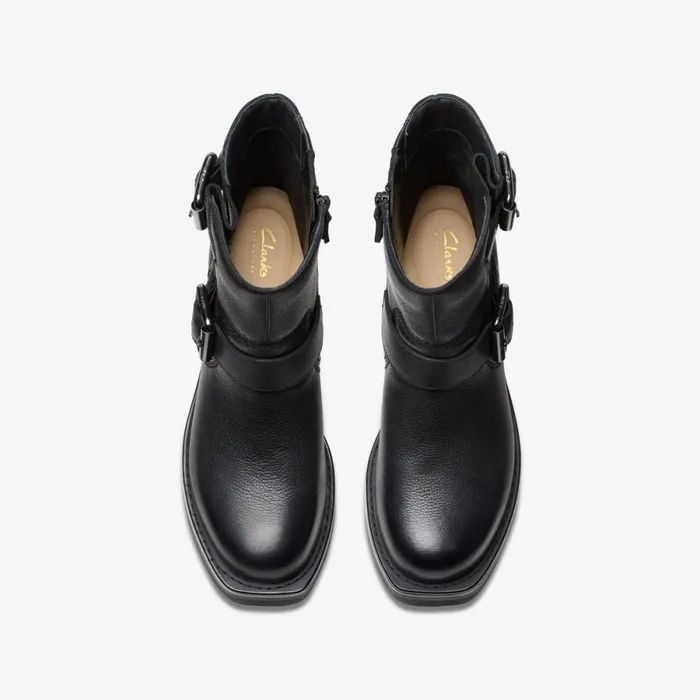 Clarks Ankle Boots Rebelle Buckle Black Leather 8211 Women