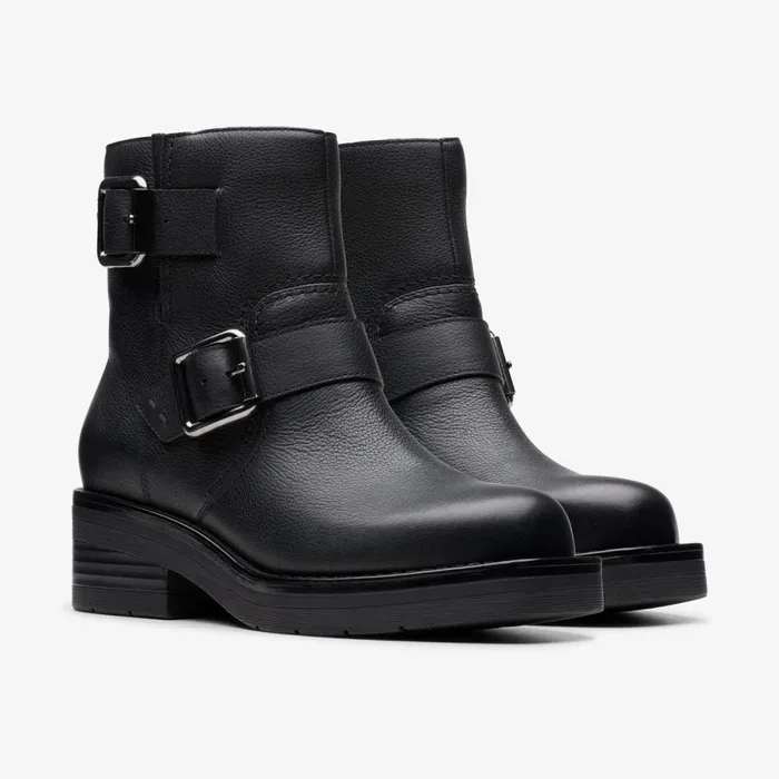 Clarks Ankle Boots Rebelle Buckle Black Leather 8211 Women