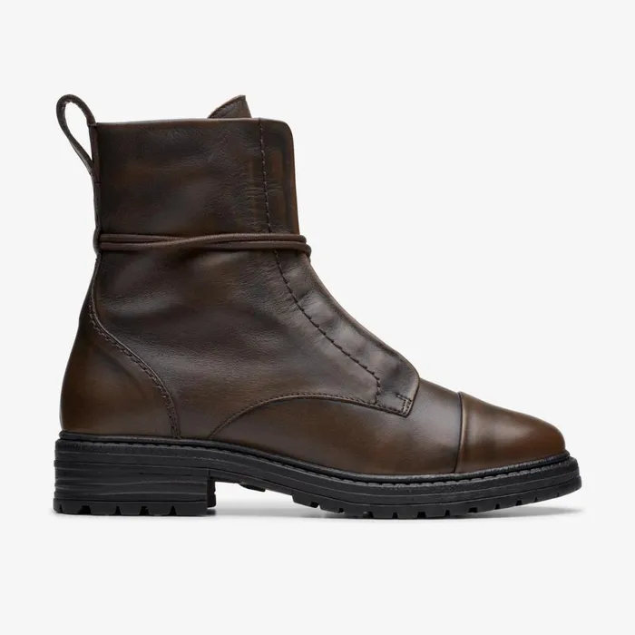 Clarks Biker Boots Rixley Lace Dark Brown Leather 8211 Women