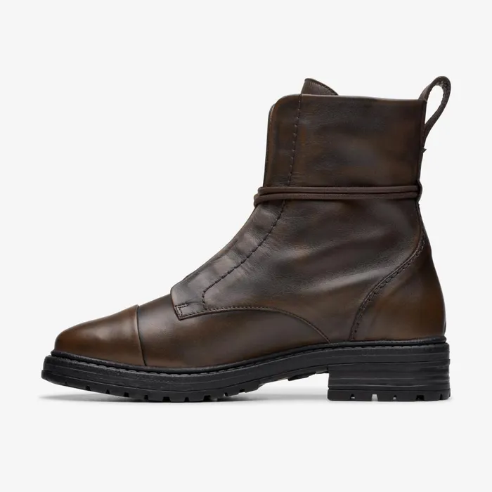 Clarks Biker Boots Rixley Lace Dark Brown Leather 8211 Women