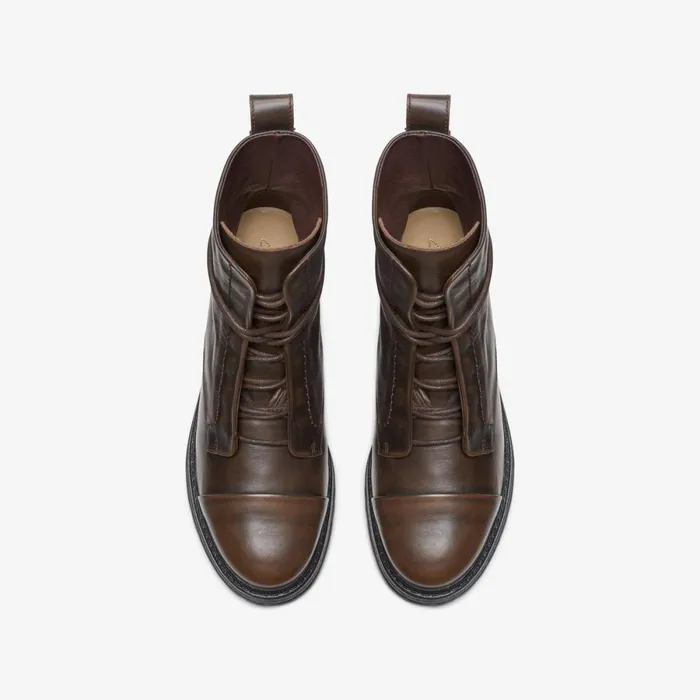 Clarks Biker Boots Rixley Lace Dark Brown Leather 8211 Women