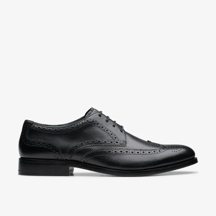 Clarks Black Shoes Craft James Tip Brogue Black Leather 8211 Men