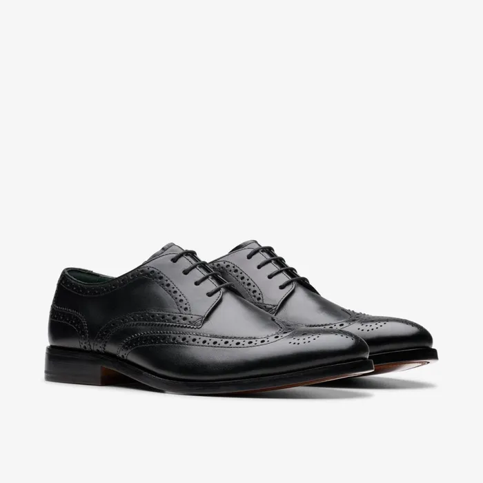 Clarks Black Shoes Craft James Tip Brogue Black Leather 8211 Men