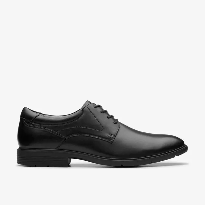 Clarks Black Shoes Eldredge Plain Black Leather 8211 Men