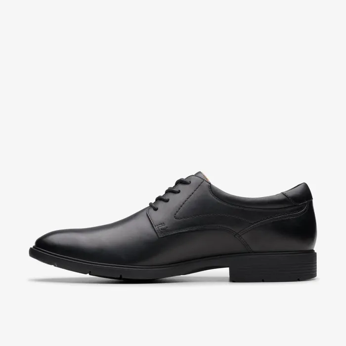 Clarks Black Shoes Eldredge Plain Black Leather 8211 Men