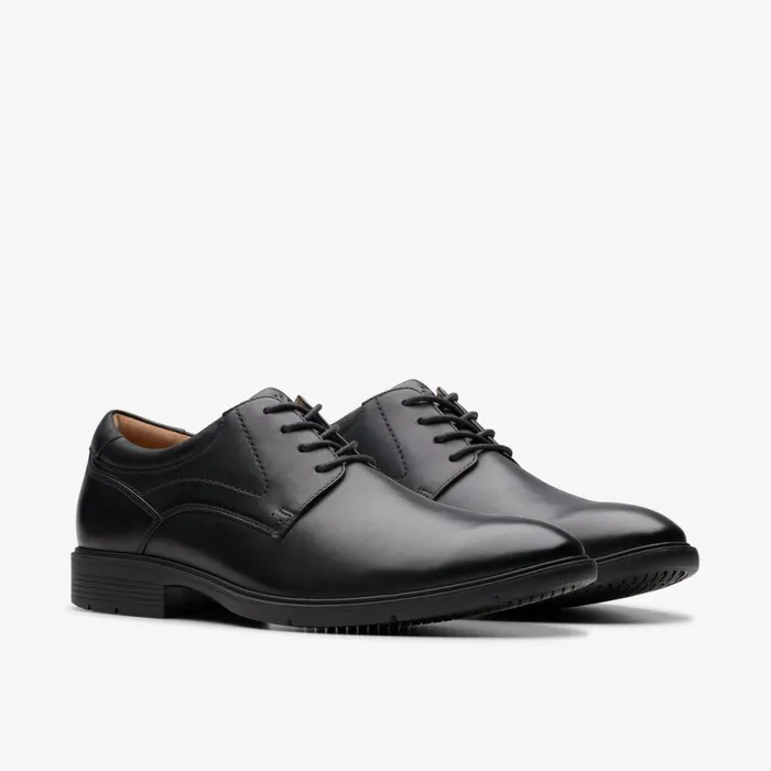 Clarks Black Shoes Eldredge Plain Black Leather 8211 Men