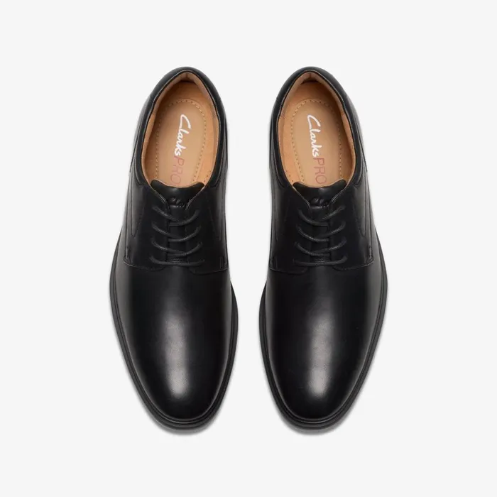 Clarks Black Shoes Eldredge Plain Black Leather 8211 Men