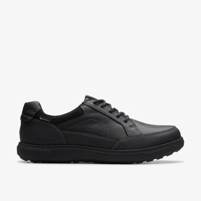 Clarks Black Shoes Mapstone Lo GoreTex Black Leather 8211 Men