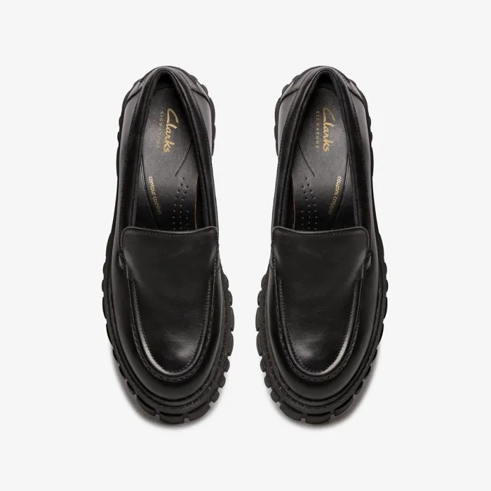 Clarks Black Shoes Page Loafer Black Leather 8211 Women