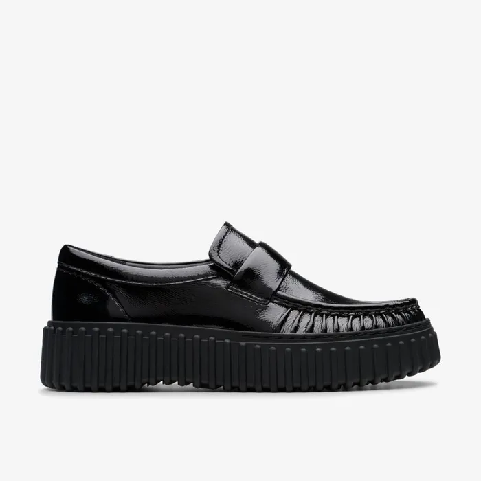 Clarks Black Shoes Torhill Mocc Black Patent 8211 Women
