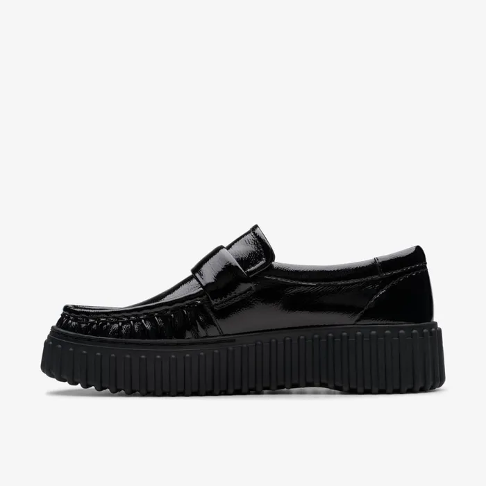 Clarks Black Shoes Torhill Mocc Black Patent 8211 Women