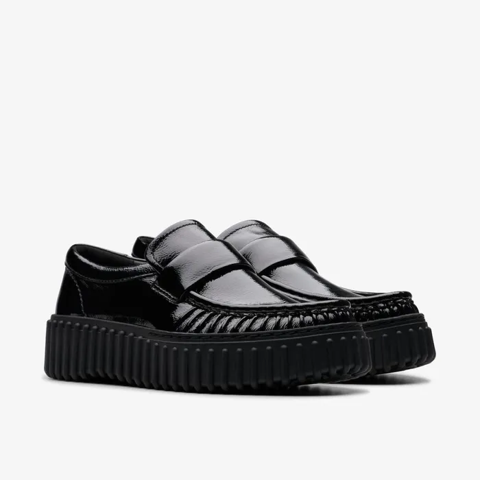 Clarks Black Shoes Torhill Mocc Black Patent 8211 Women