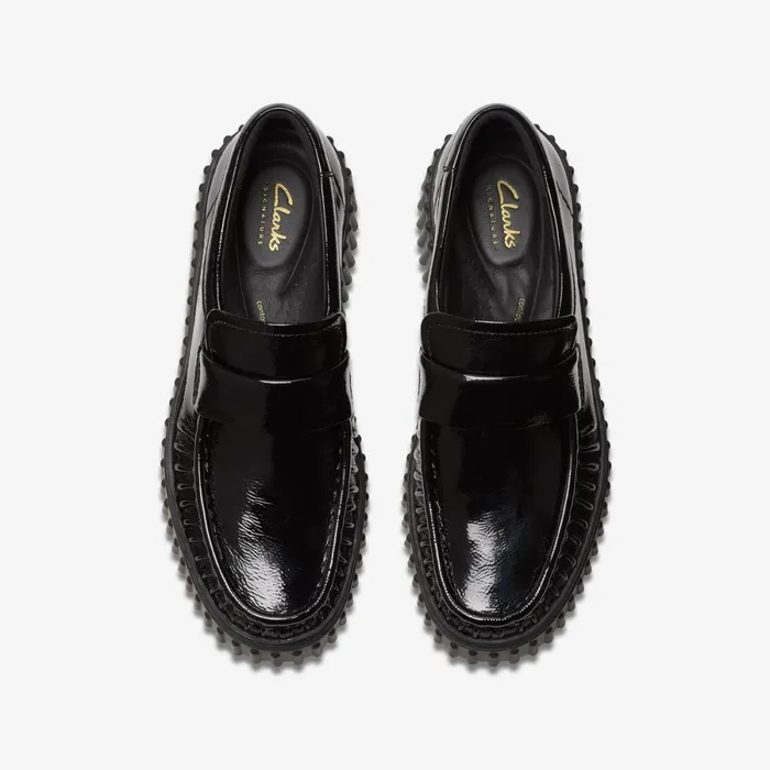 Clarks Black Shoes Torhill Mocc Black Patent 8211 Women
