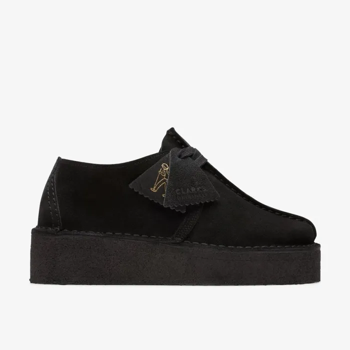 Clarks Black Shoes Trek Wedge Black Suede 8211 Women