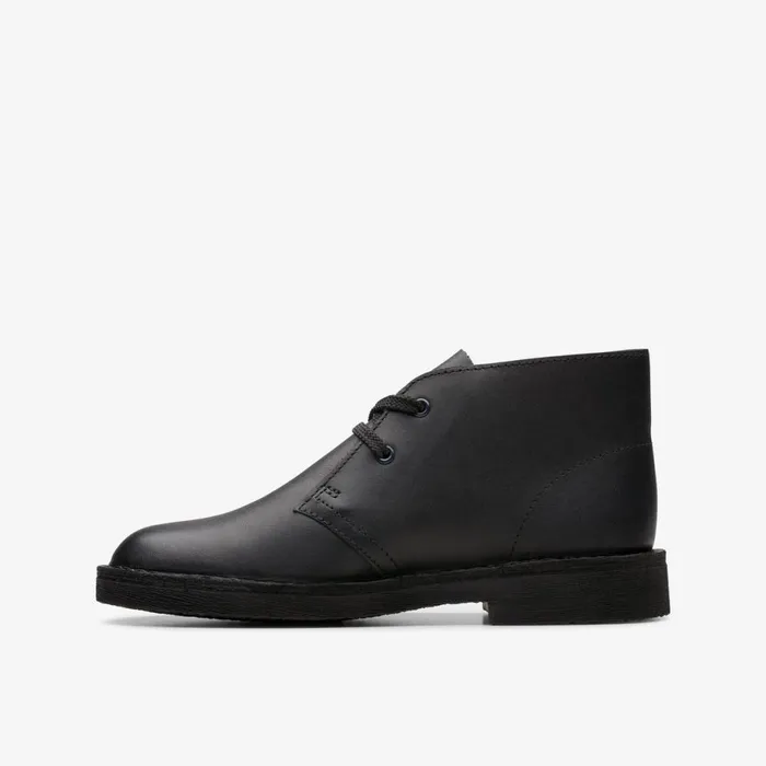 Clarks Boots Desert Boot Older Black Leather 8211 Kids