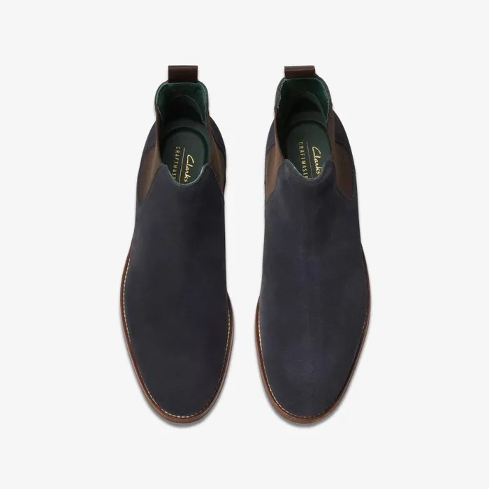 Clarks Chelsea Boots Craft James Top Chelsea Boot Navy Suede 8211 Men