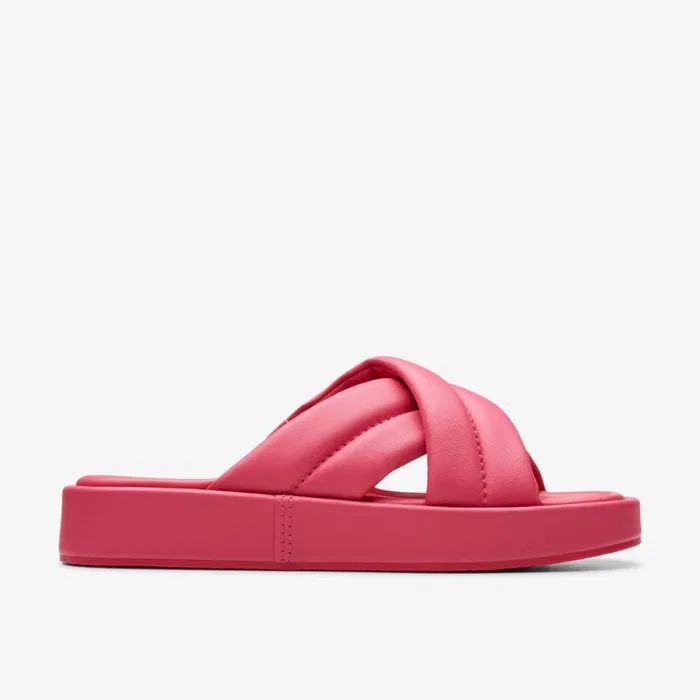 Clarks Flat Sandals Alda Glide Bright Pink Leather 8211 Women