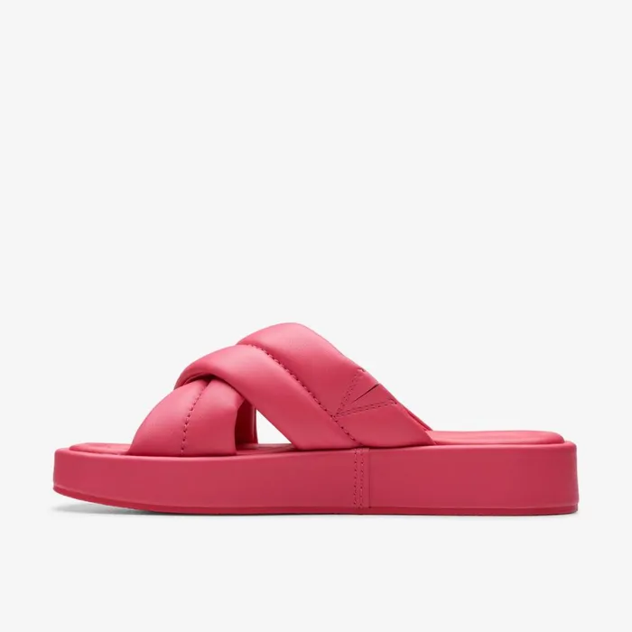 Clarks Flat Sandals Alda Glide Bright Pink Leather 8211 Women