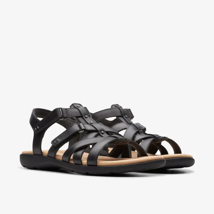 Clarks Flat Sandals Elizabelle Sky Black Leather 8211 Women