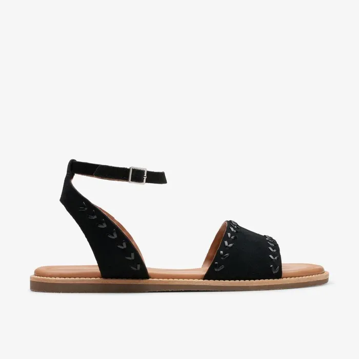 Clarks Flat Sandals Maritime May Black Suede 8211 Women