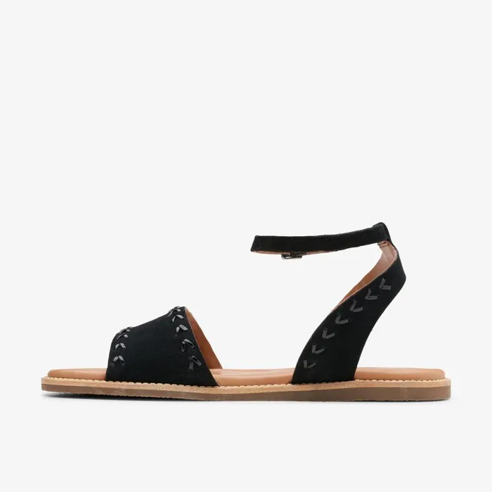 Clarks Flat Sandals Maritime May Black Suede 8211 Women