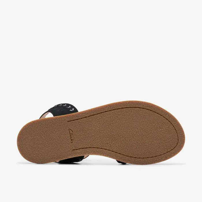 Clarks Flat Sandals Maritime May Black Suede 8211 Women
