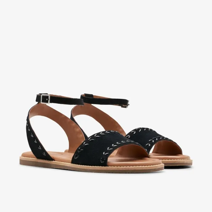 Clarks Flat Sandals Maritime May Black Suede 8211 Women