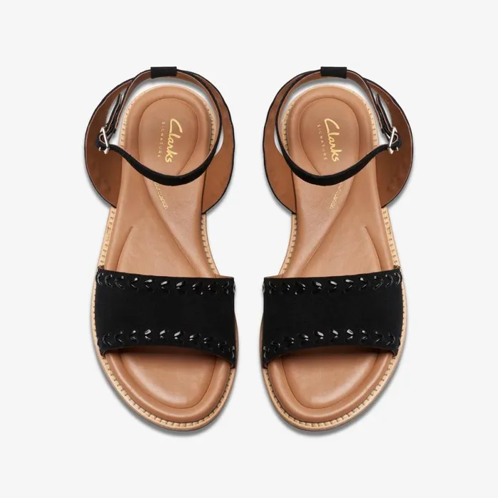 Clarks Flat Sandals Maritime May Black Suede 8211 Women