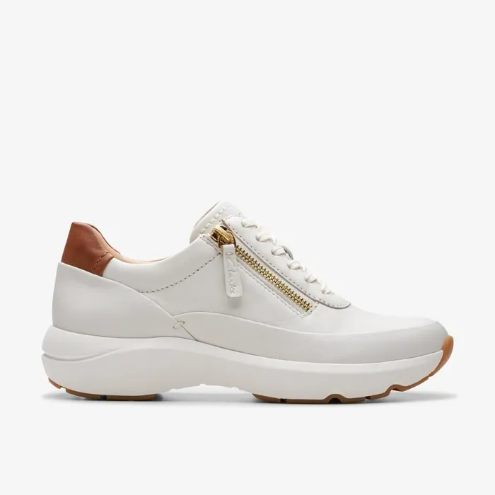 Clarks Flat Shoes Tivoli Zip Off White Leather 8211 Women