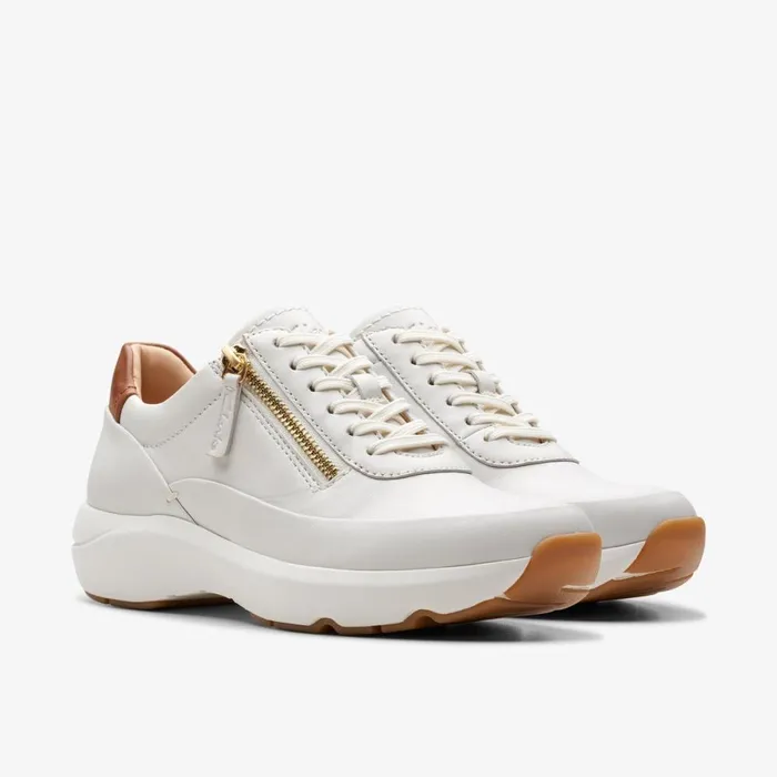 Clarks Flat Shoes Tivoli Zip Off White Leather 8211 Women