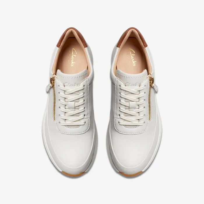 Clarks Flat Shoes Tivoli Zip Off White Leather 8211 Women