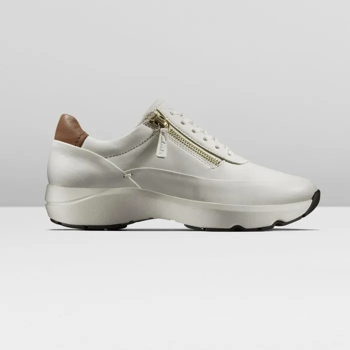 Clarks Flat Shoes Tivoli Zip Off White Leather 8211 Women