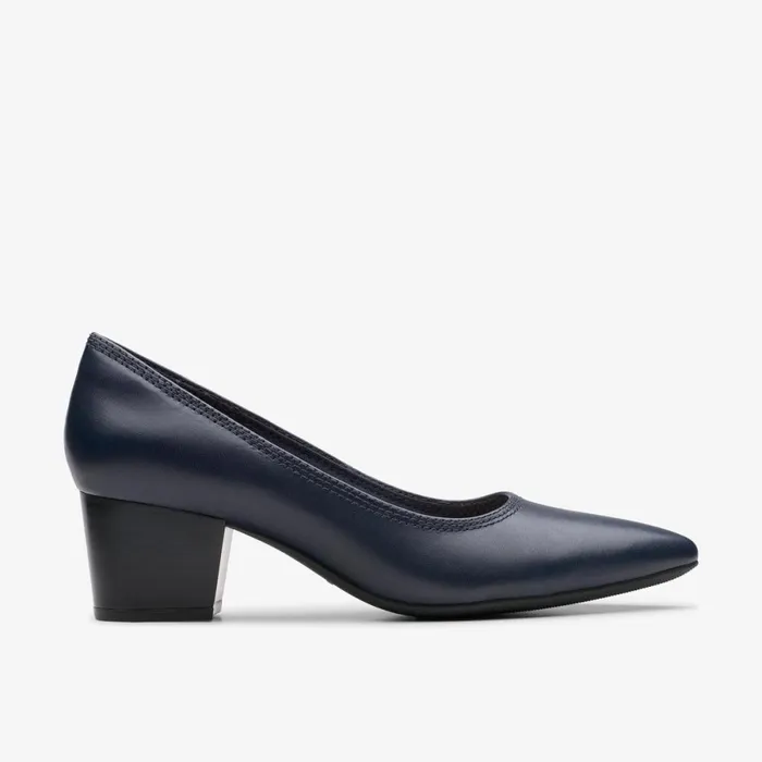Clarks Heels Ellanie Hope Navy Leather 8211 Women