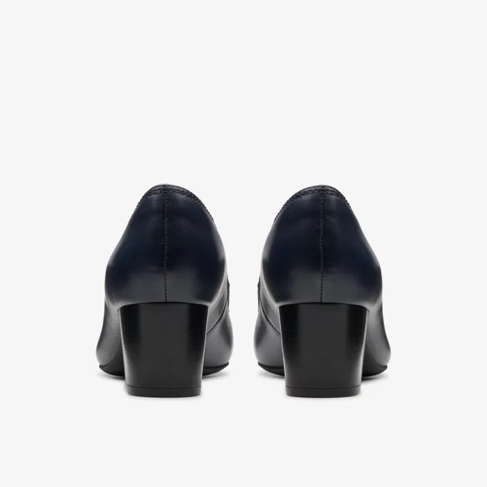 Clarks Heels Ellanie Hope Navy Leather 8211 Women