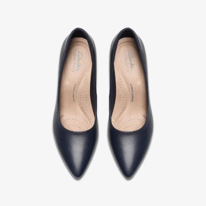 Clarks Heels Ellanie Hope Navy Leather 8211 Women