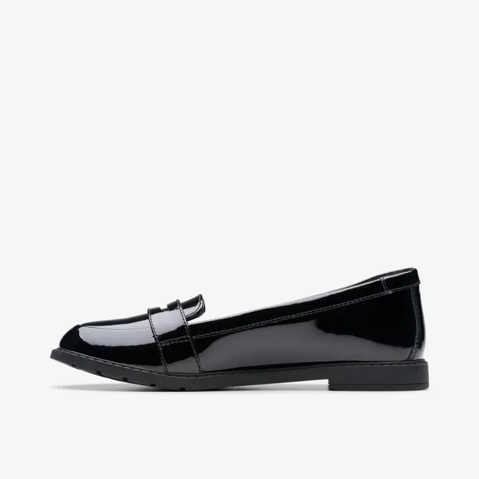 Clarks School Shoes Scala Loafer Youth Black Patent 8211 Kids