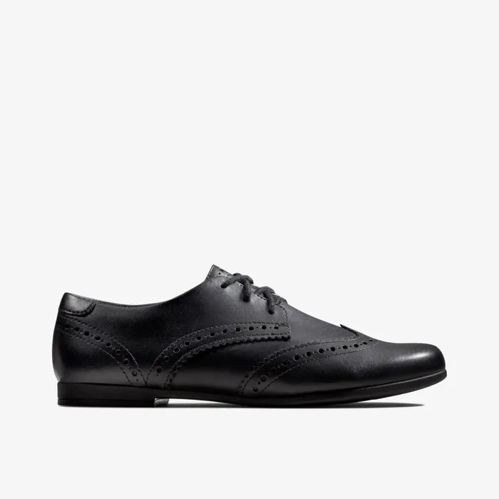 Clarks Shoes Scala Lace Youth Black Leather 8211 Kids