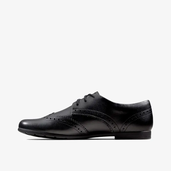 Clarks Shoes Scala Lace Youth Black Leather 8211 Kids