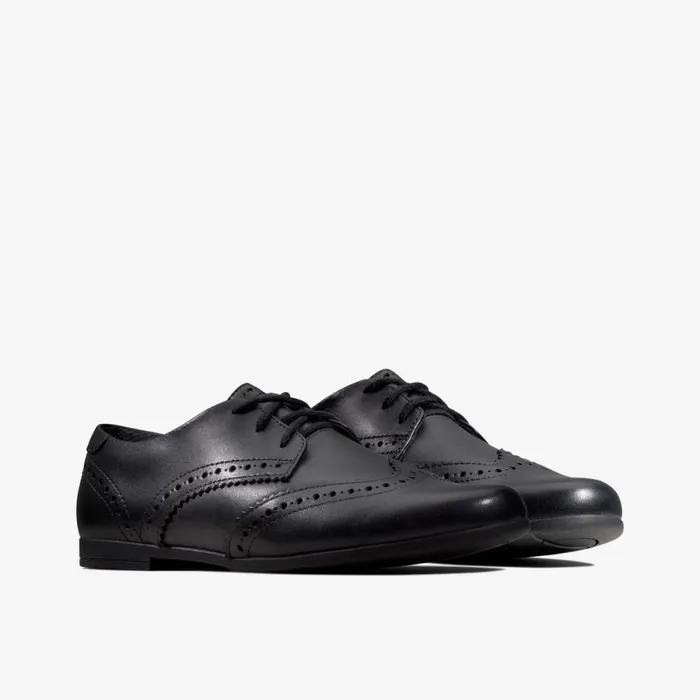 Clarks Shoes Scala Lace Youth Black Leather 8211 Kids