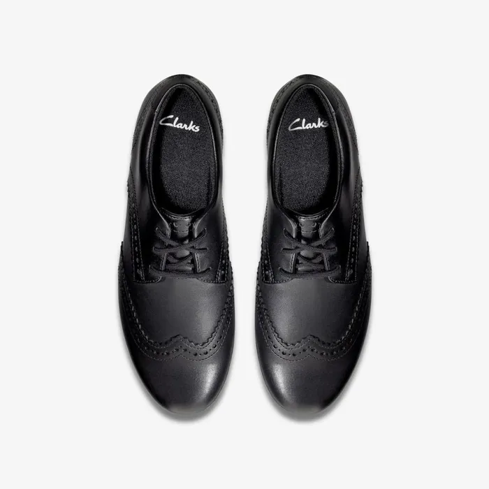Clarks Shoes Scala Lace Youth Black Leather 8211 Kids