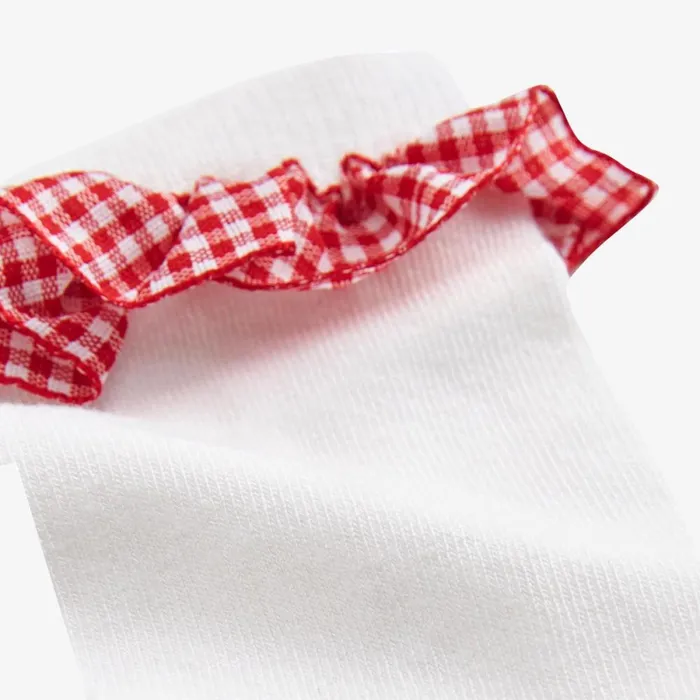 Clarks Socks and Tights Gingham Socks 2 Pack Red Infant Size 685 Whitered 8211 Kids