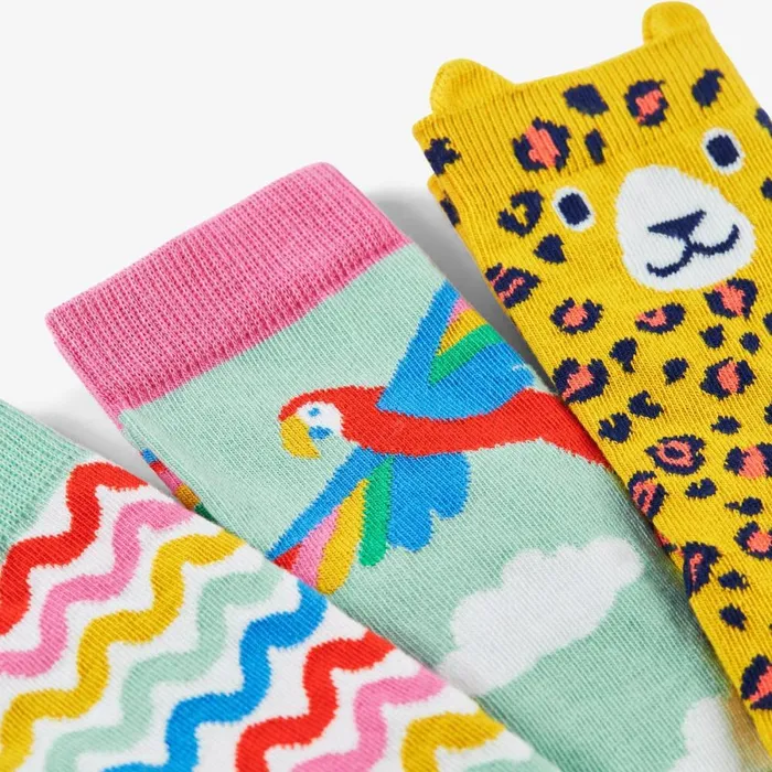Clarks Socks and Tights Rock My Socks 3 Pack Infant Size 912 Jaguar Print Multicolour 8211 Kids
