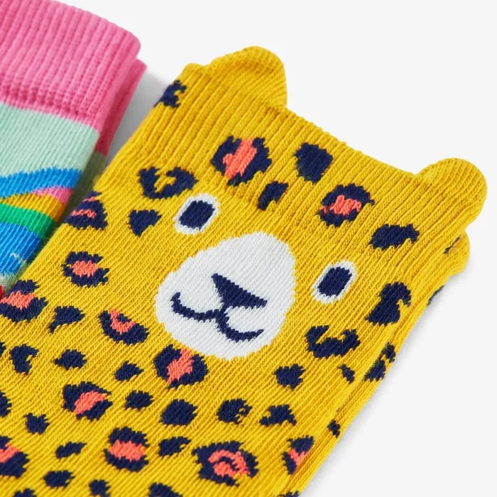 Clarks Socks and Tights Rock My Socks 3 Pack Infant Size 912 Jaguar Print Multicolour 8211 Kids
