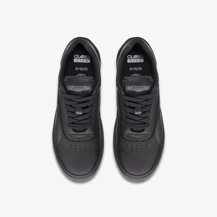 Clarks Trainers Cica Older Black Leather 8211 Kids